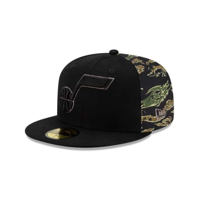 Utah Jazz Gorra | New Era NBA Camo Panel 59fifty Fitted Cap Mexico - Negros